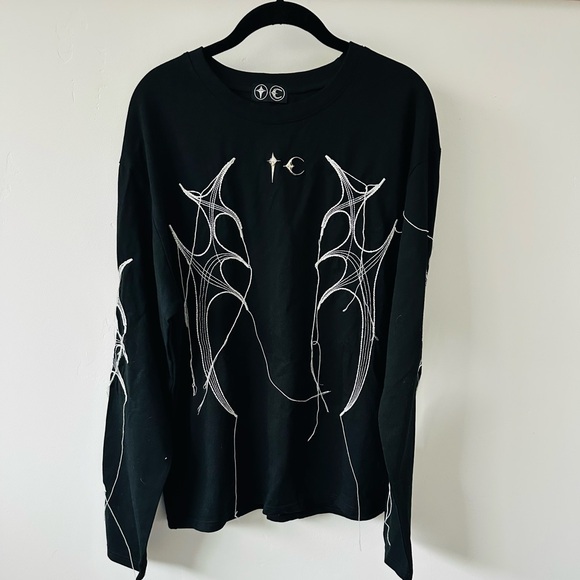 Thug Club Black Long Sleeve Stitched Graphic Size M